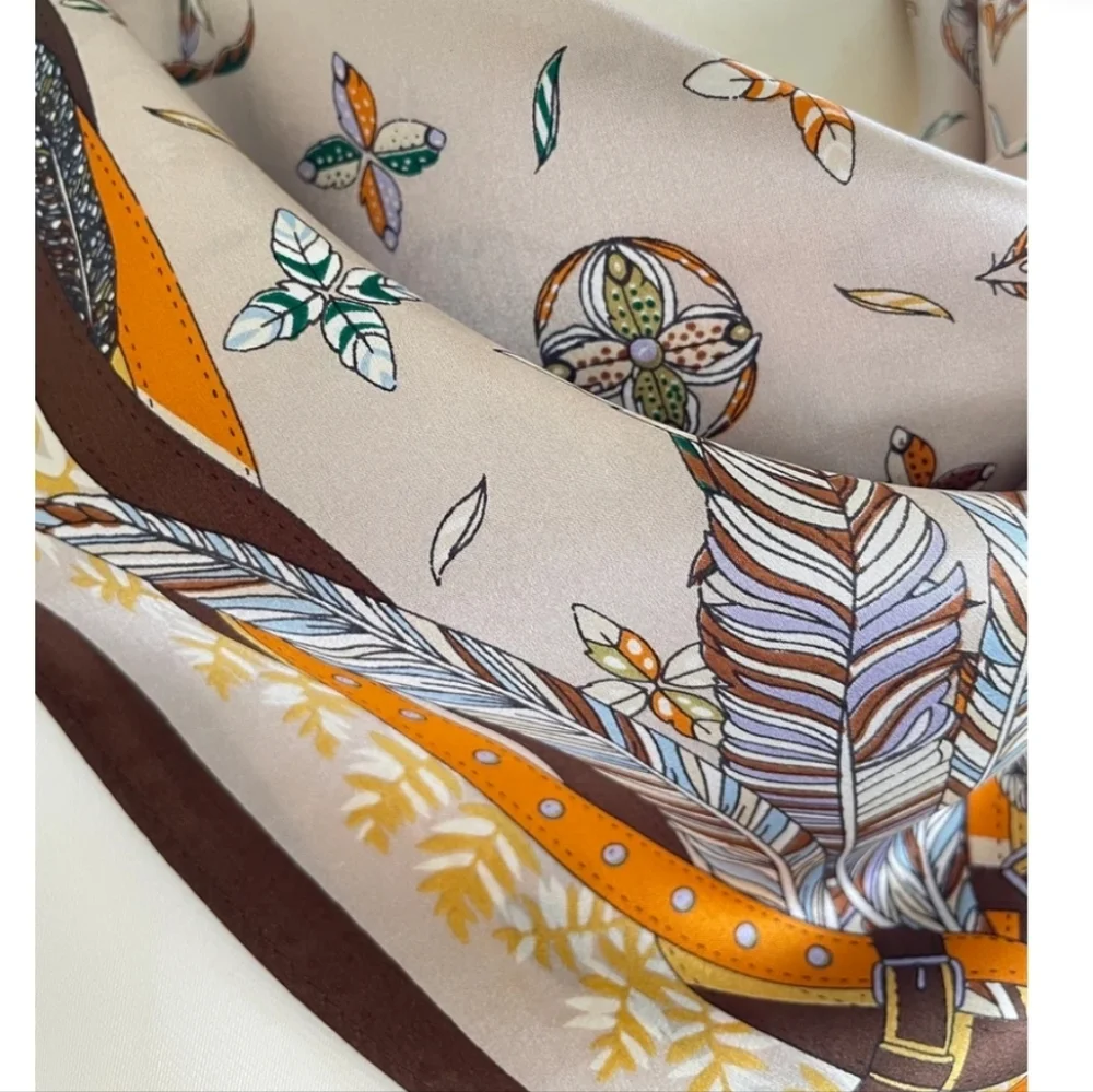 Elegant Silk Scarf with Gold Accents
